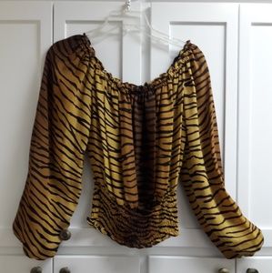 Michael Kors Animal Print Silk Blouse NWOT